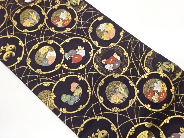 JAPANESE KIMONO / MARUBUN / FLORAL PATTERN WOVEN THE FABRIC NAGOYA OBI